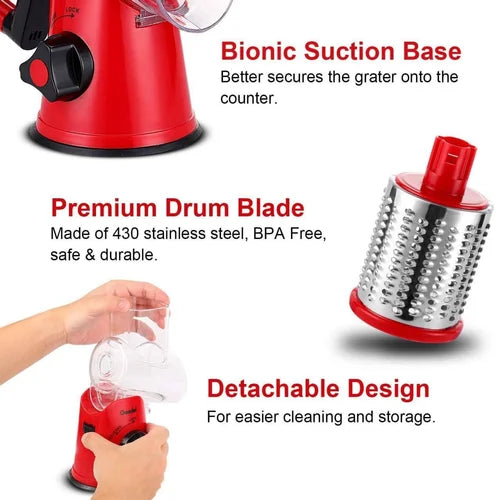 Vegetable Cutter Tabletop Grater Functional Drum Rotary Vegetable Cutter Shredder Grater & Slicer